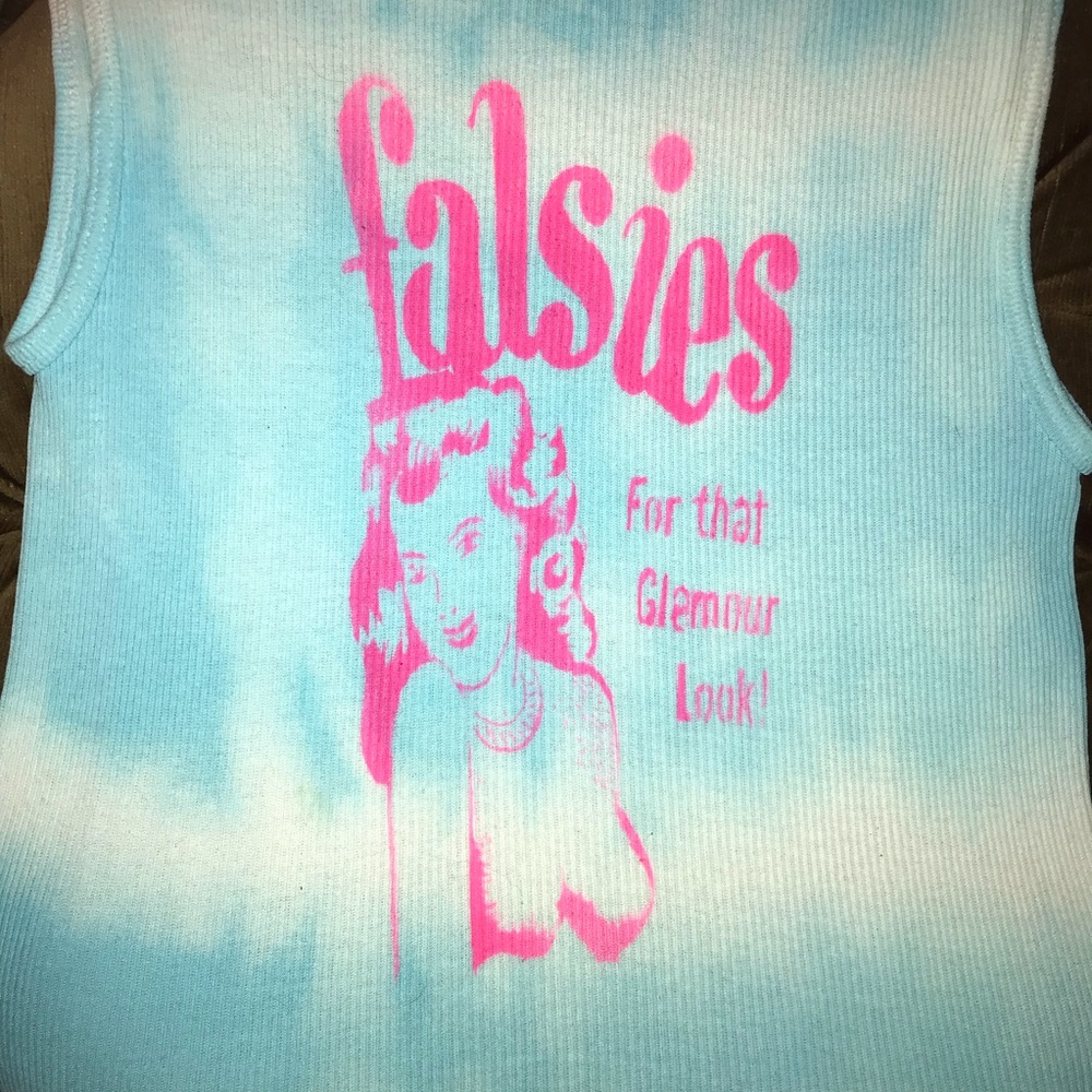 ⚡️ FALSIES For That Glamour Look graffiti distressed retro tie dyed tank top L